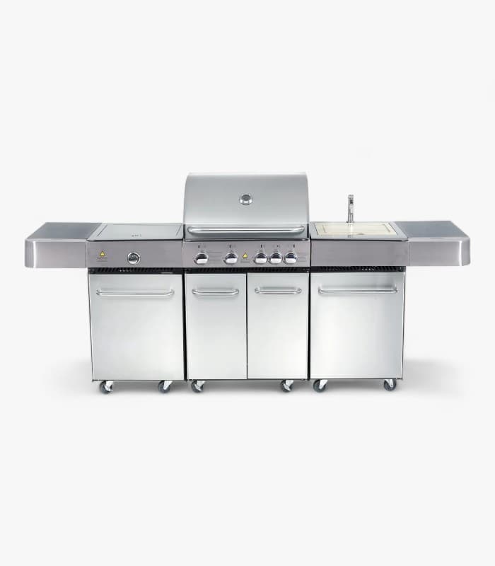 מטבח חוץ גריל גז 4 מבערים + כירת צד דגם KENTUCKY נירוסטה - CAMPTOWN