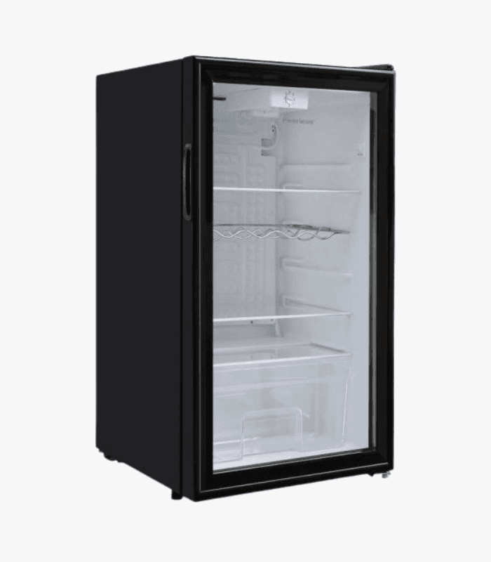 מקרר וטרינה 90 ליטר זכוכית שחור peerless BC-90 BGP