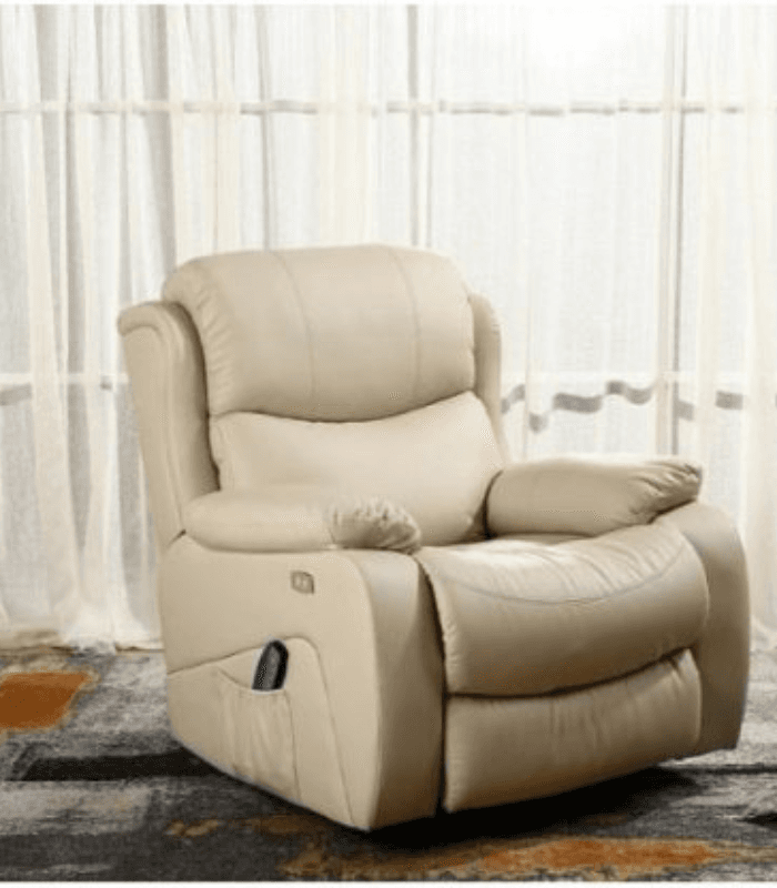 כורסת מסאז TV מעור+שלט EL-KOL נוסטרה פרימיום שמנת רייקלינר ידני