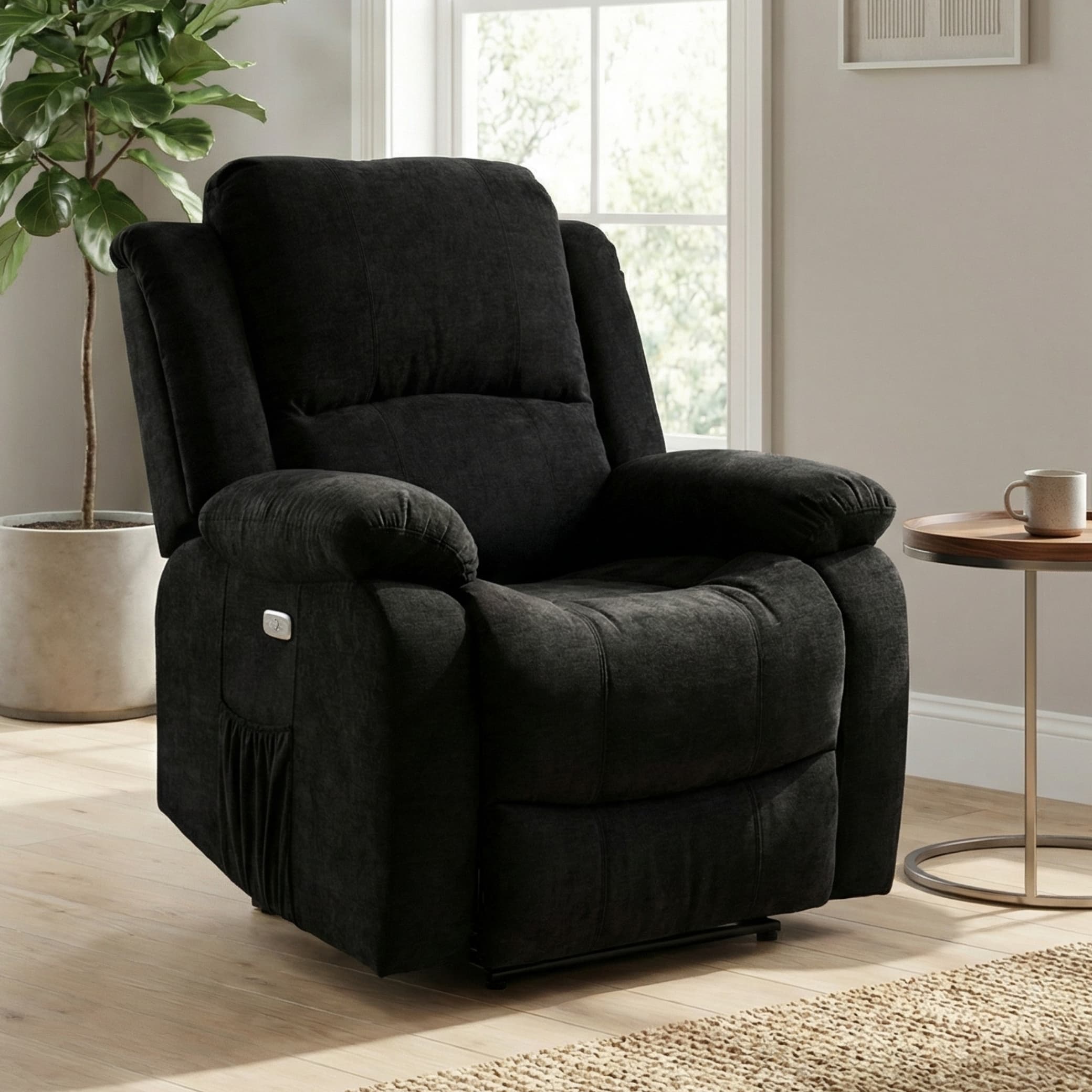 כורסת טלוויזיה עיסוי וחימום ריקלינר חשמלי Dolce Vita Torino Premium - בד בז' + USB