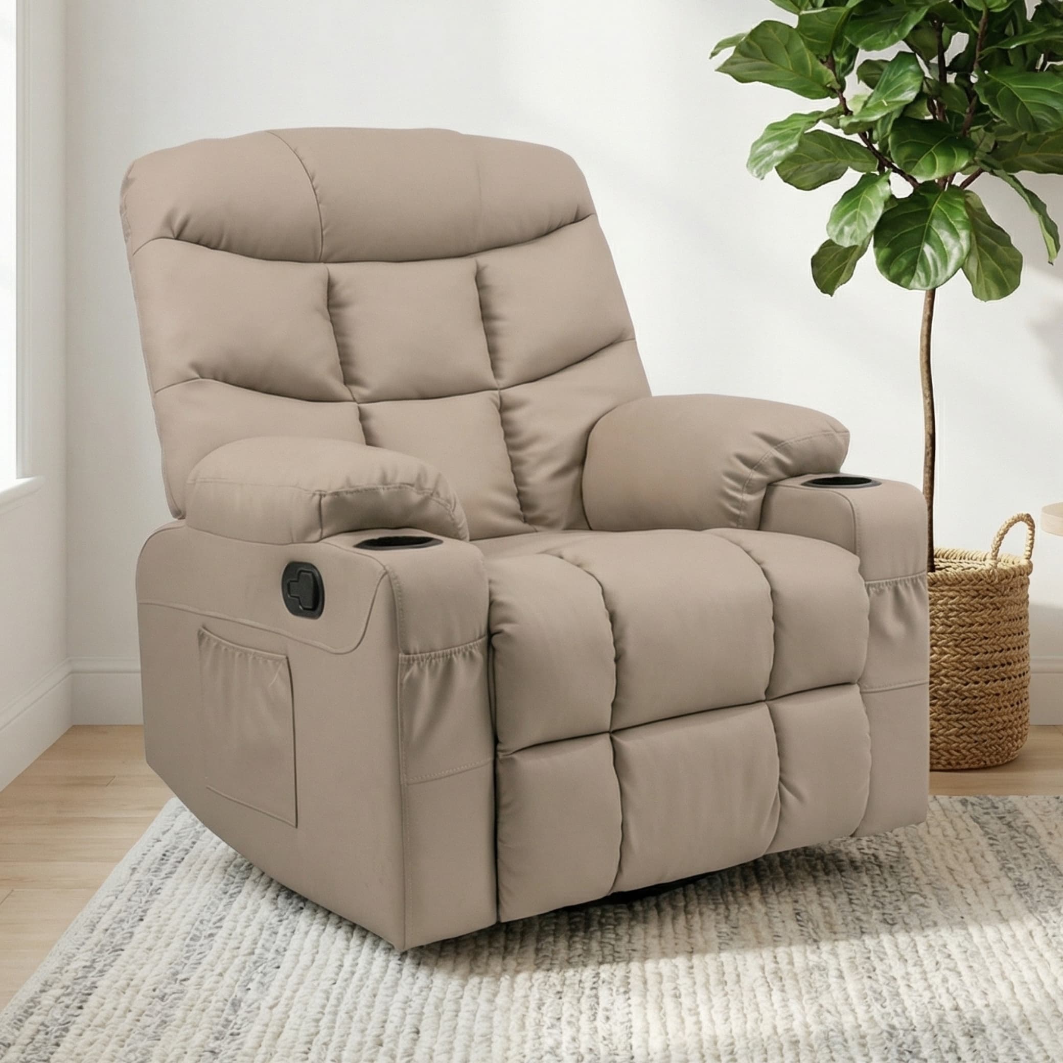 כורסת טלוויזיה עיסוי וחימום Dolce Vita Napoli Relax - עור תעשייתי בז'