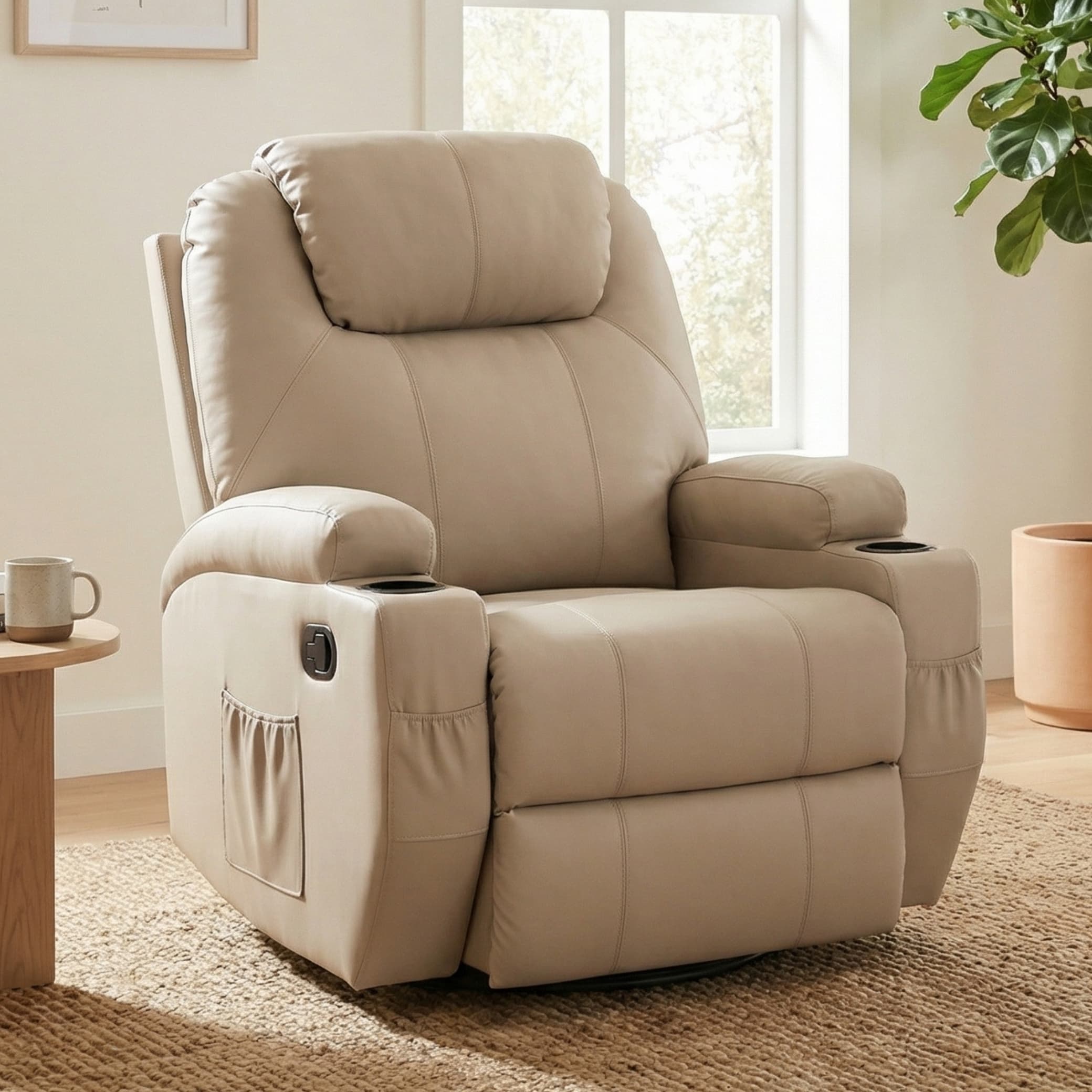 כורסת עיסוי וחימום Dolce Vita Milano Luxury - עור תעשייתי איכותי, צבע בז'