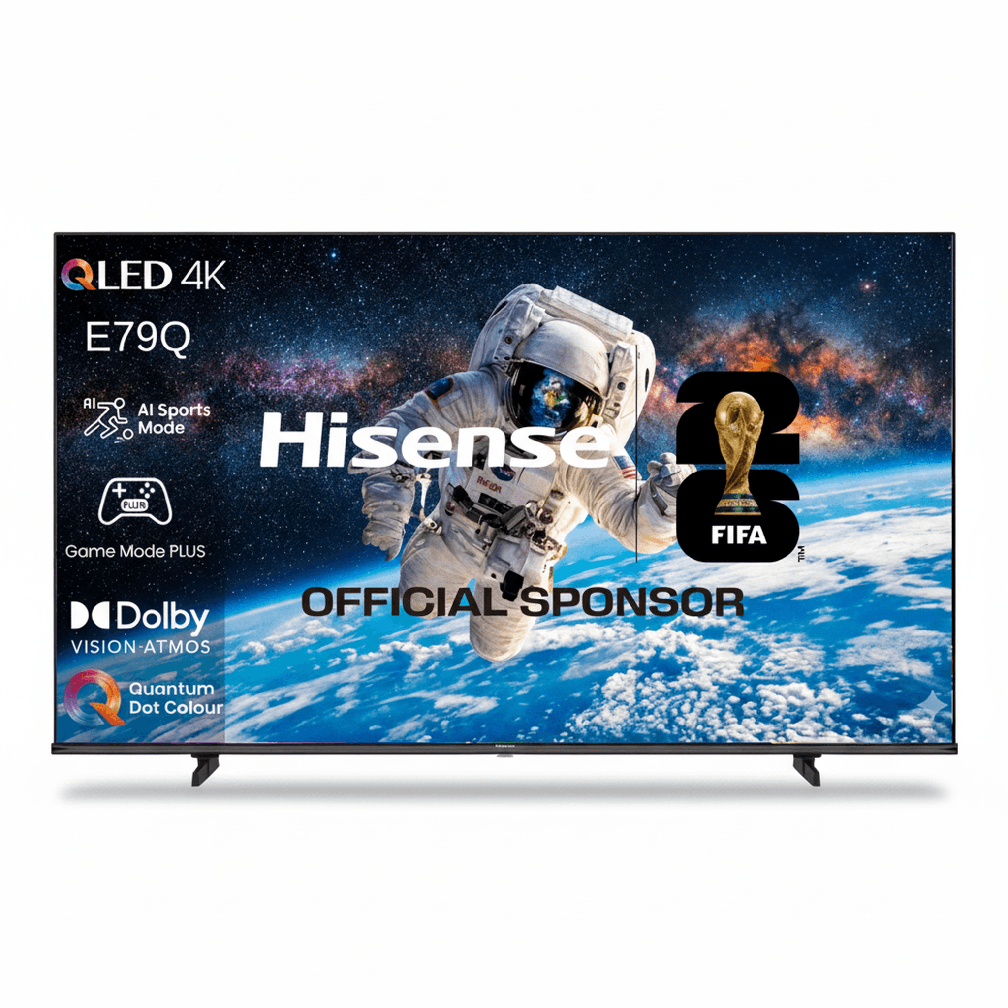 טלוויזיה 75 אינץ׳ Hisense SMART QLED 4K דגם 75E79Q - מבט חזיתי