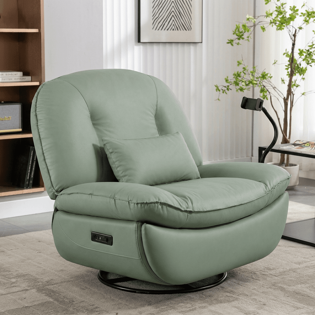כורסת עיסוי וחימום חשמלית מסתובבת Dolce Vita Verona - עור Anti-Scratch ירוק + USB